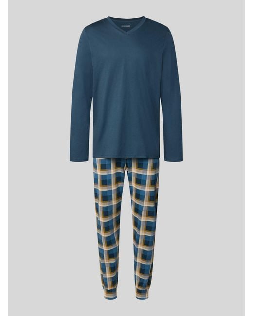 Schiesser Pyjama's in het Blue voor heren