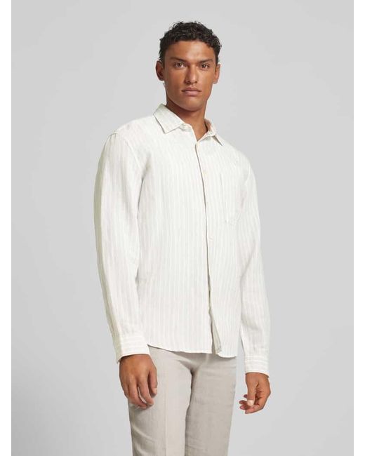 Marc O' Polo Regular Fit Leinenhemd mit Streifenmuster in White für Herren