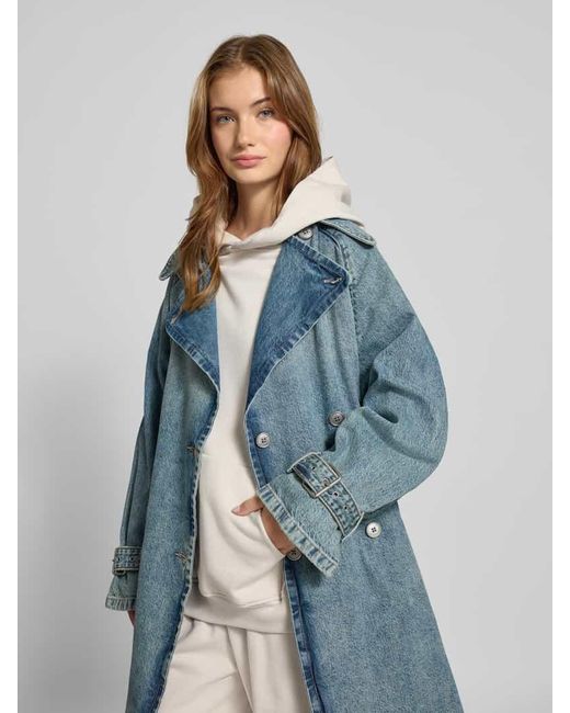 HUGO Blue Relaxed Fit Trenchcoat aus reiner Baumwolle