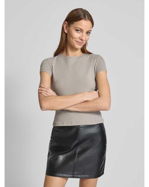 LeGer By Lena Gercke Gray T-Shirt mit Label-Stitching - LeGer Studio Kollektion