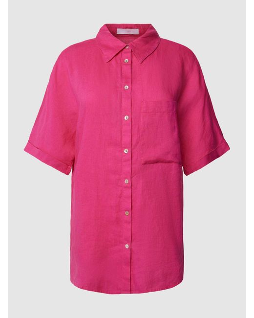 Mango Pink Leinenhemd mit Brusttasche Modell 'PAI'