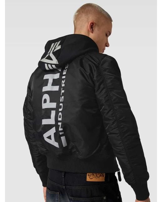 Alpha Bomberjacke mit Eingrifftaschen in Black für Herren
