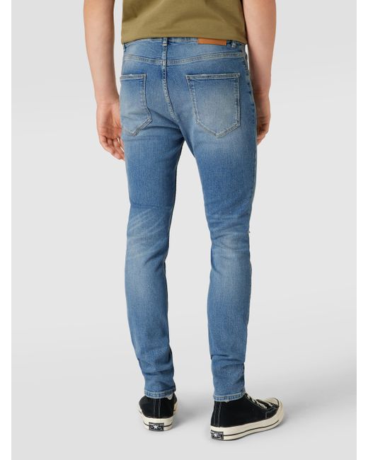 Review Skinny Fit Jeans In Used-look in het Blauw voor heren | Lyst NL