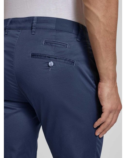 Brax Regular Fit Chino Met Structuurmotief in het Blue voor heren