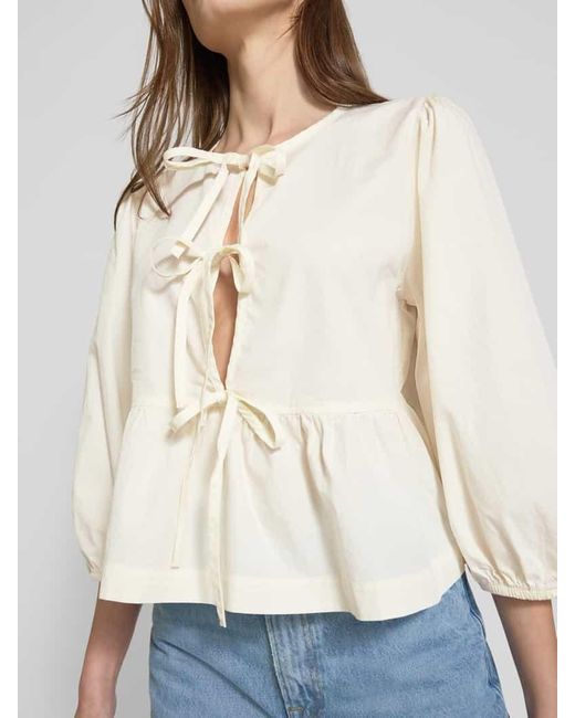 Jake*s Natural Slim Fit Bluse mit tiefem V-Ausschnitt