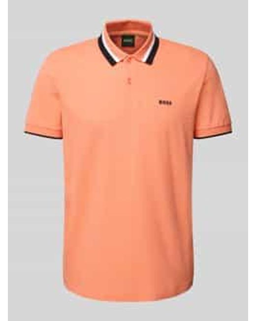 Boss Regular Fit Poloshirt Met Labelprint, Model 'Paddy' in het Orange voor heren