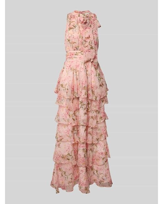 Neo Noir Pink Maxikleid mit Schleifen-Detail Modell 'MARLI'