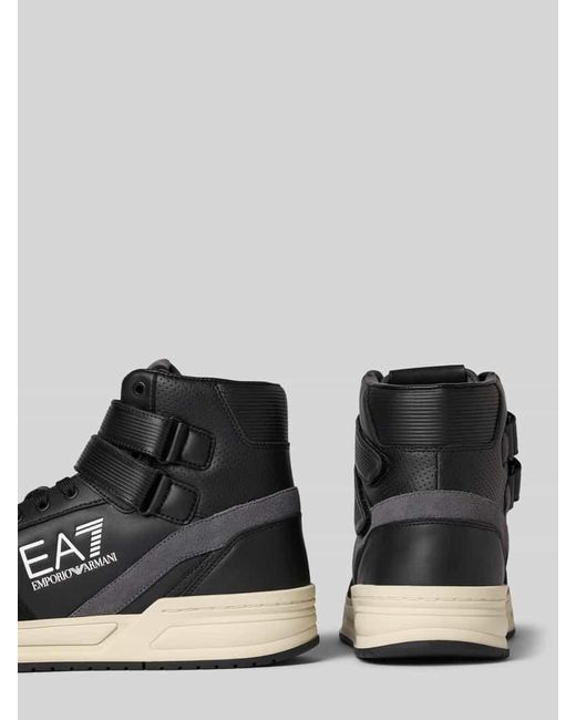 EA7 High Top Sneaker mit Label-Prints Modell 'BASELINE BASKET' in Black für Herren