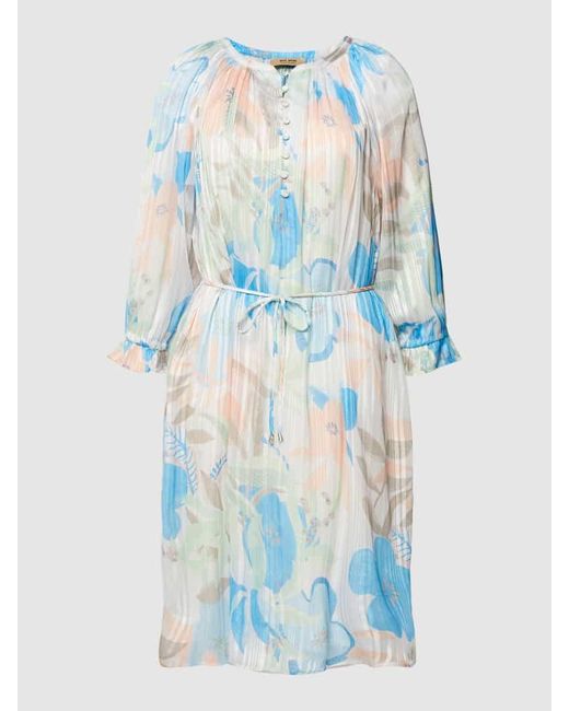 Mos Mosh Blue Knielanges Kleid im Allover-Design 'Queem Botanic'