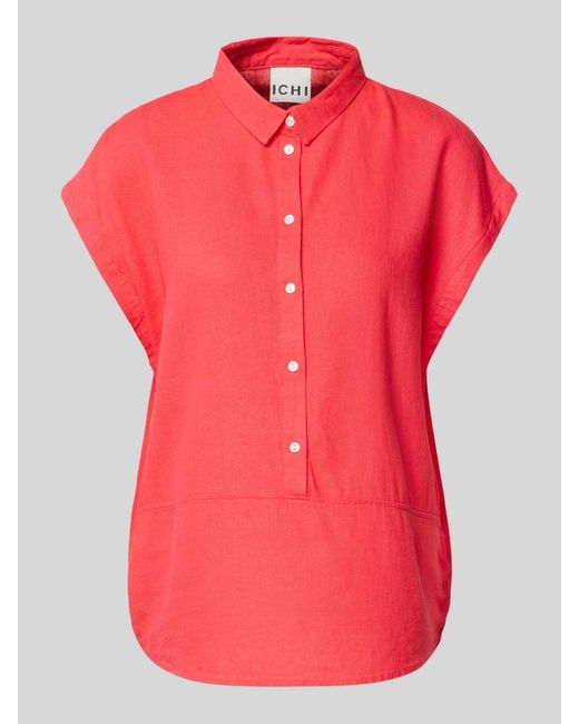Ichi Regular Fit Blouse Van Een Mix Van Linnen En Viscose Met Knoopsluiting in het Pink