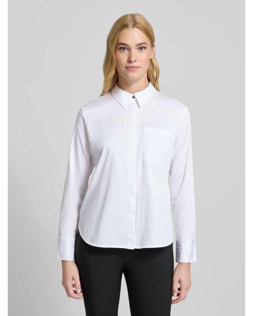 Comma, White Regular Fit Hemdbluse mit Brusttasche