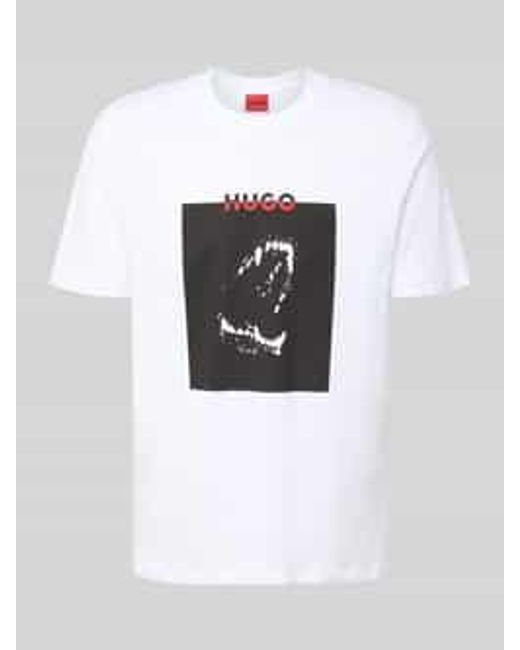 HUGO T-Shirt Met Motief- En Labelprint, Model 'Dobero' in het White voor heren