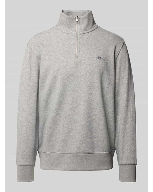 Gant Regular Fit Sweatshirt mit Troyer-Kragen in Gray für Herren