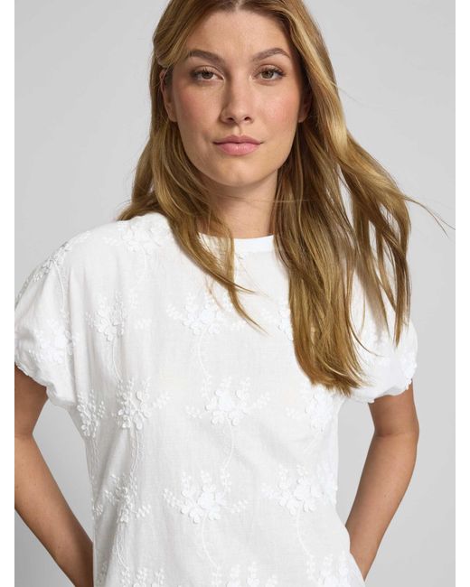 ZABAIONE Blouseshirt Met Geribde Ronde Hals in het White