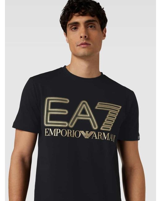 EA7 T-Shirt mit Label-Print in Black für Herren
