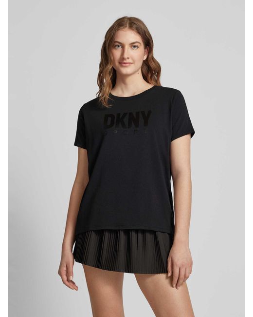 DKNY Black T-Shirt mit Label-Print