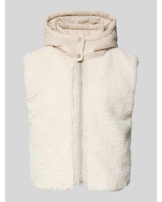 Frieda & Freddies Regular Fit Gilet Met Teddybont, Model 'Yetibabe' in het Natural