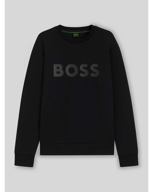 Boss Regular Fit Sweatshirt Van Katoenmix, Model 'Salbo' in het Black voor heren