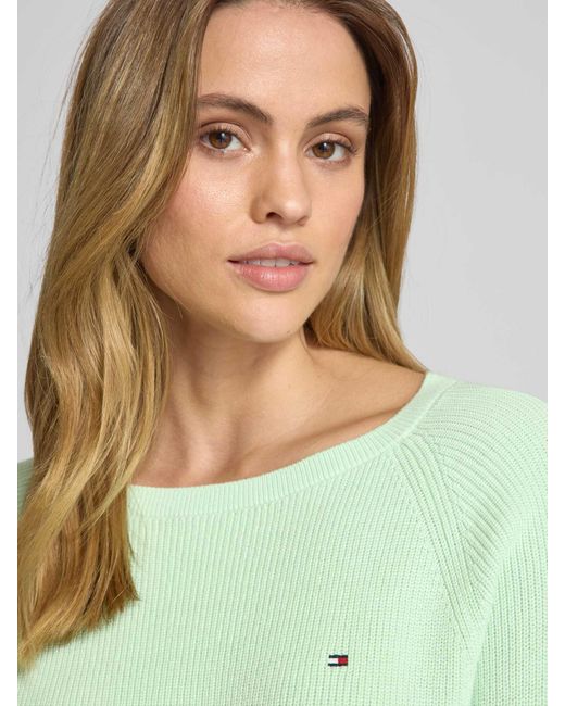 Tommy Hilfiger Regular Fit Gebreide Pullover Van Zuiver Katoen in het Green