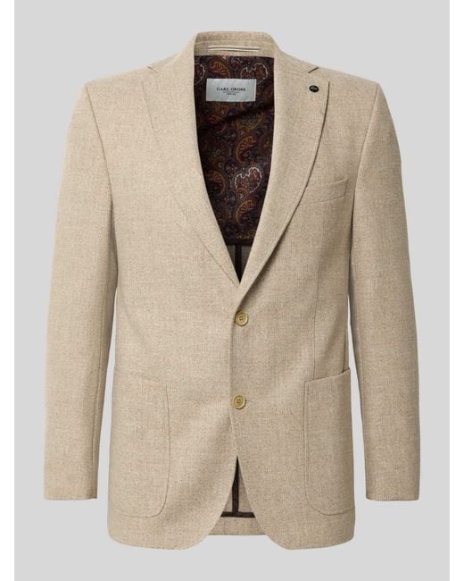 Carl Gross 2-Knoops Colbert Met Reverskraag, Model 'Tebbo' in het Natural voor heren