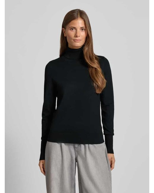 Jake*s Black Regular Fit Rollkragenpullover in Strick-Optik