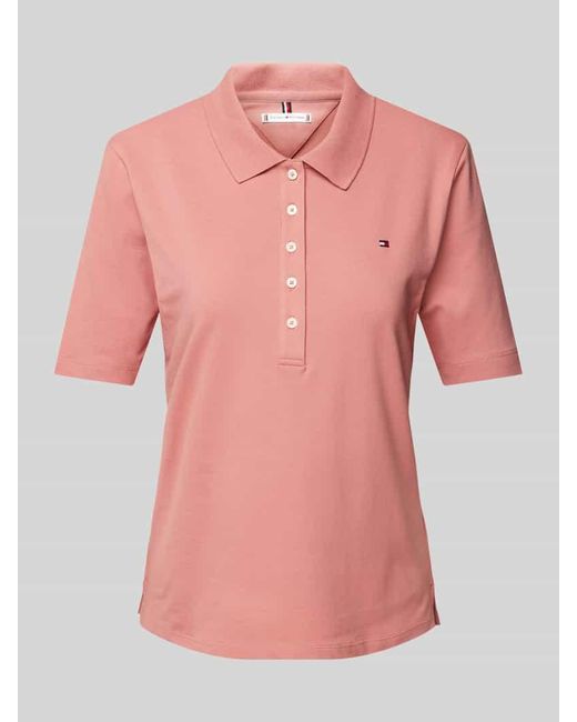 Tommy Hilfiger Pink Poloshirt mit kurzer Knopfleiste