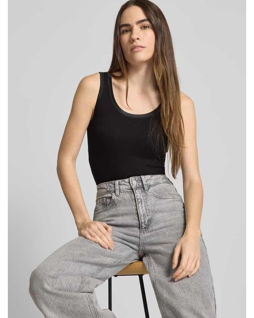 Soya Concept Black Tanktop in Ripp-Optik Modell 'RYAN'