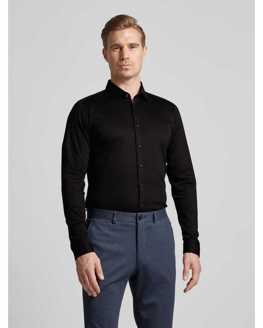 DESOTO Slim Fit Business-Hemd mit Kentkragen in Black für Herren