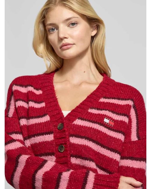 Tommy Hilfiger Red Oversized Strickjacke mit Alpaka-Anteil