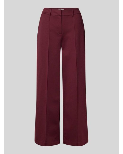 Ichi Wide Leg Stoffen Broek Met Vaste Persplooien, Model 'Kate' in het Red