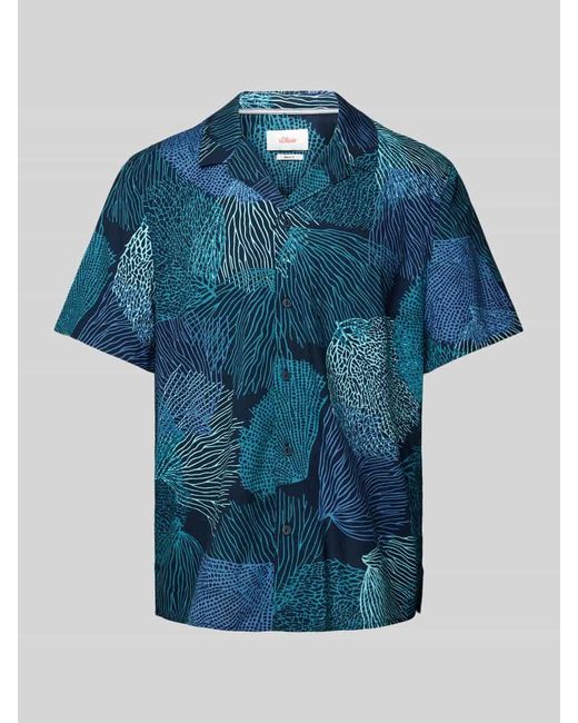 S.oliver Resort Fit Freizeithemd mit Allover-Print Modell 'Big Coral' in Blue für Herren