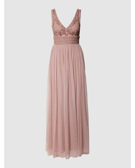 LACE & BEADS Pink Abendkleid mit Zierbesatz