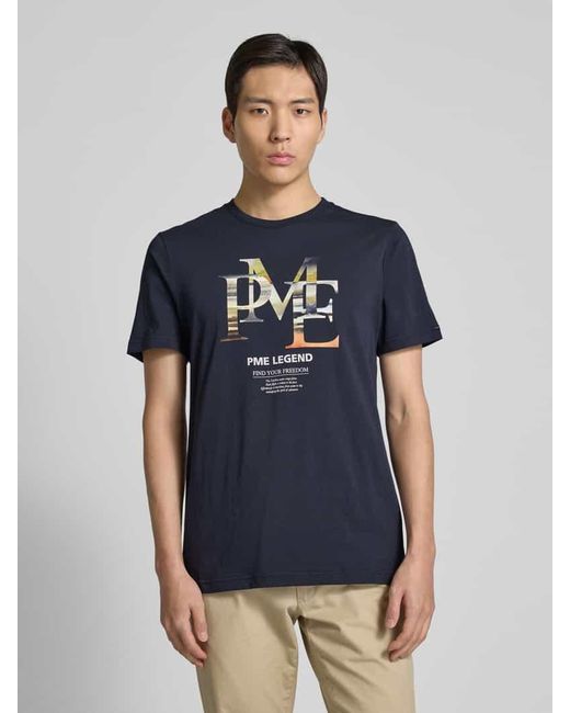 PME LEGEND T-Shirt mit Label-Print in Blue für Herren