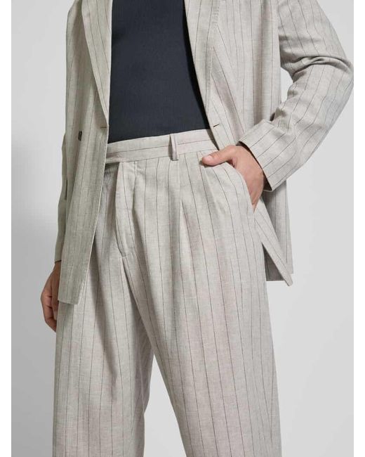 SELECTED Regular Fit Leinenhose mit Bundfalten in Gray für Herren