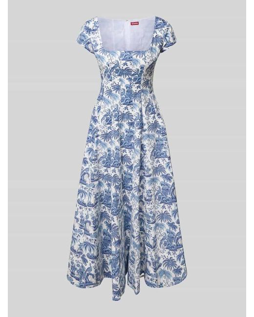 Staud Blue Midikleid mit Karree-Ausschnitt Modell 'WELLS'