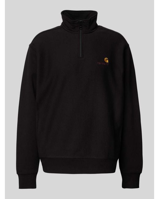 Carhartt Sweatshirt Met Schipperskraag, Model 'American Script' in het Black voor heren