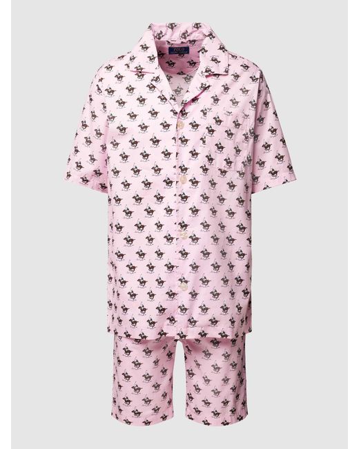 Polo Ralph Lauren Pyjama Met All-over Logomotief in het Pink voor heren
