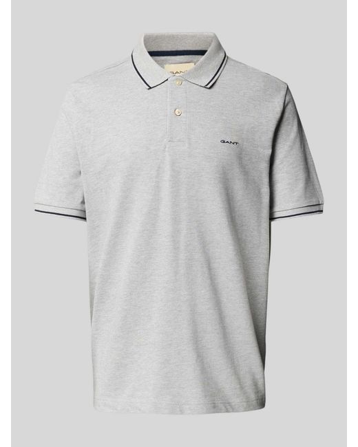 Gant Poloshirt Met Labelstitching in het Gray voor heren