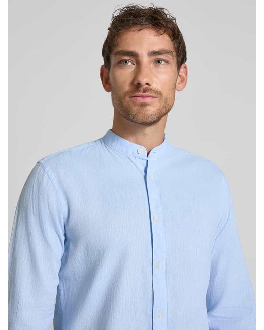 Strellson Regular Fit Freizeithemd mit Stehkragen Modell 'Cornel' in Blue für Herren