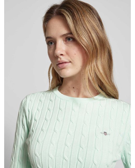 Gant Gebreide Pullover Met Labelstitching in het Green