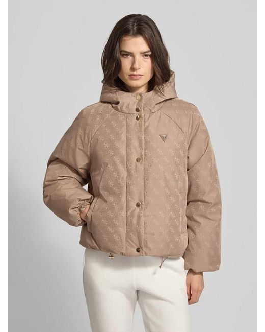 Guess Natural Regular Fit Jacke mit Logo-Applikation Modell 'Boxy'