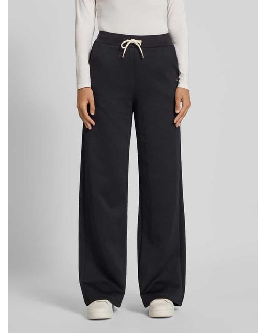 Guess Black Wide Leg Stoffhose mit Strukturmuster Modell 'PEONY'