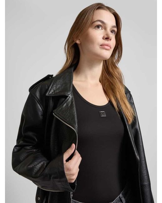ARMANI EXCHANGE Black Top Mit Label-Patch