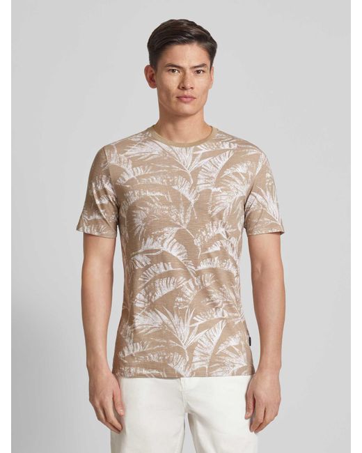 Lindbergh T-Shirt mit Allover-Muster Modell 'Slub' in Natural für Herren