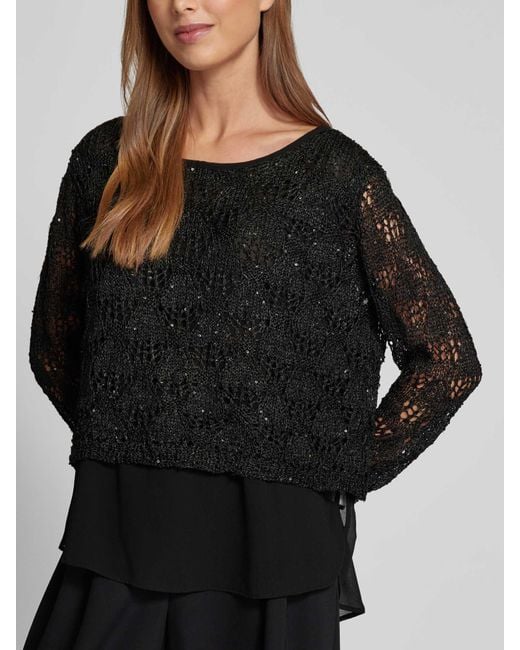 Apricot Gebreide Pullover Met Pailletten in het Black