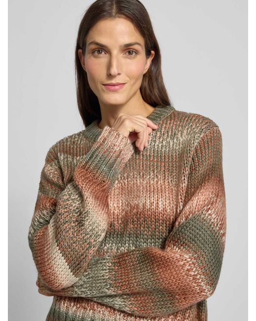 Apricot Relaxed Fit Gebreide Pullover Met Ronde Hals in het Multicolor