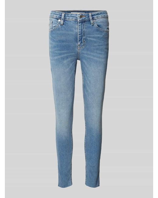 Mango Blue Skinny Fit Jeans mit offenem Saum Modell 'ISA'