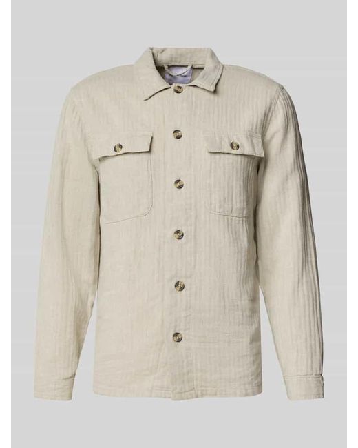 Lindbergh Relaxed Fit Hemdjacke mit Brusttaschen in Natural für Herren