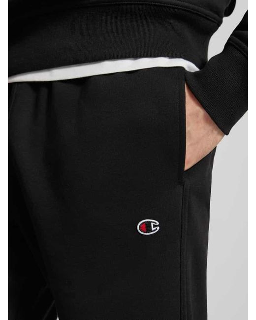 Champion Regular Fit Sweatpants mit Logo-Stitching in Black für Herren