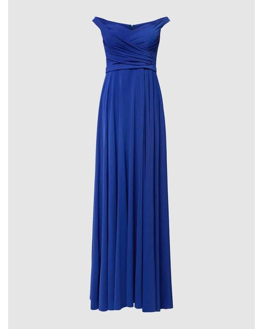 TROYDEN COLLECTION Blue Abendkleid mit Off-Shoulder-Look
